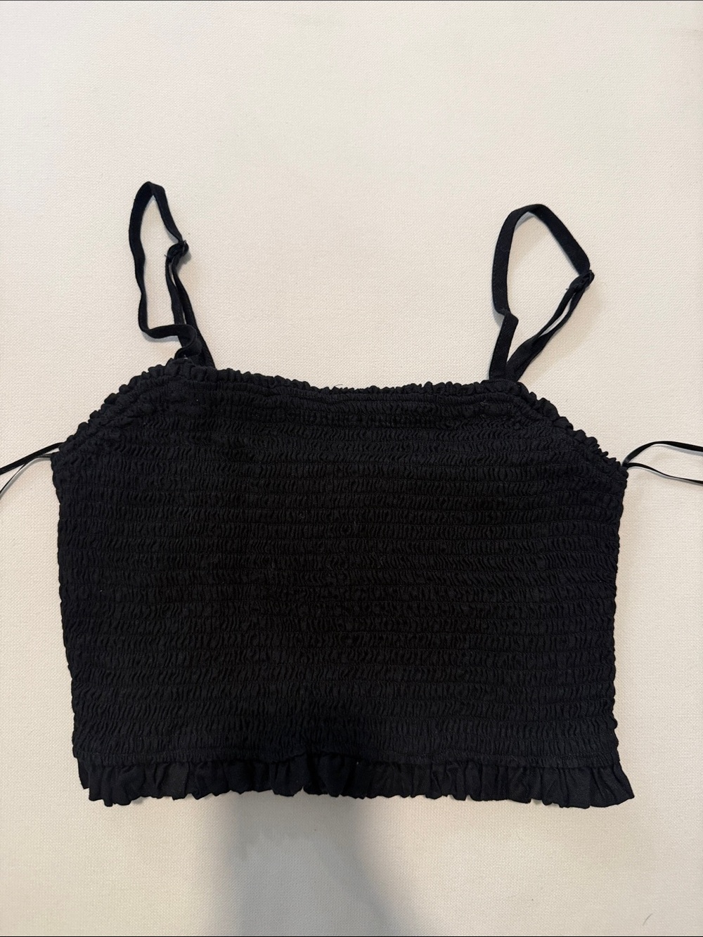 C&C California Black Linen Crop Top Size Small Like New
